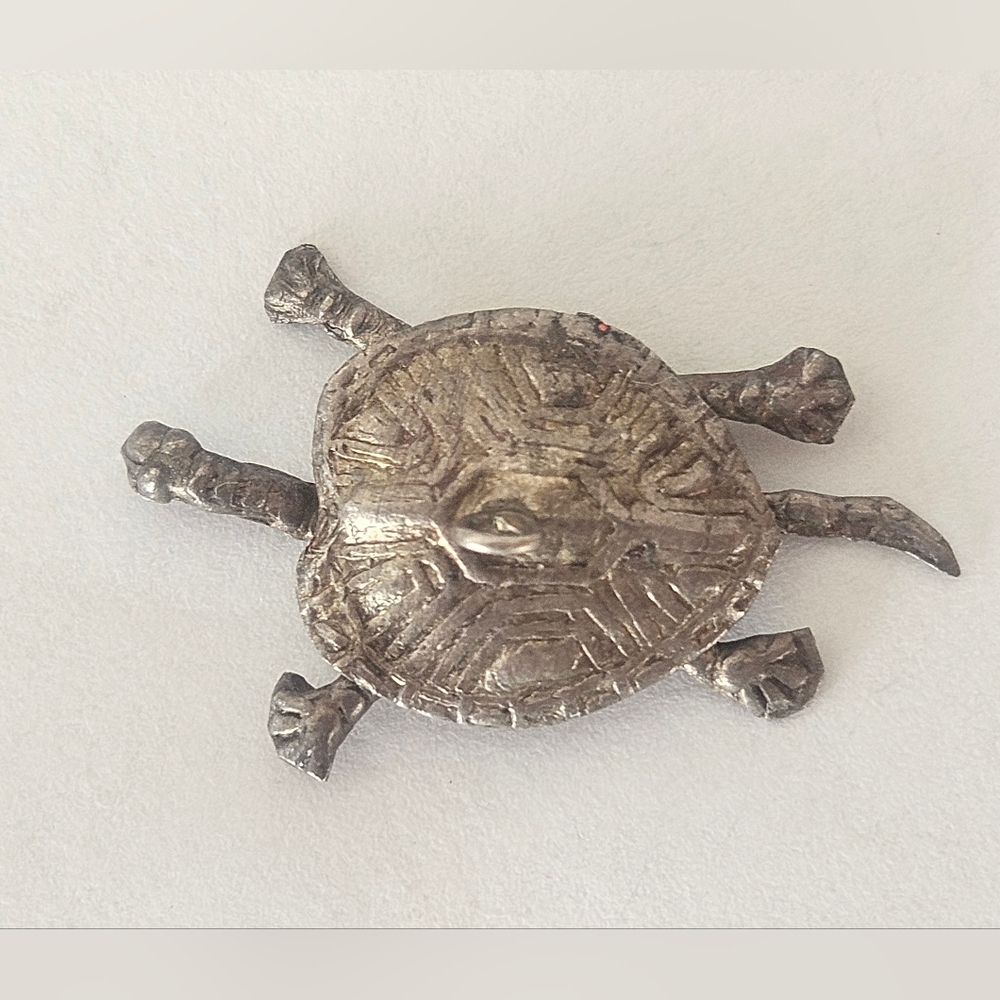 Antique Victorian Reticulated 3D Turtle Charm For Bracelet Sterling Silver